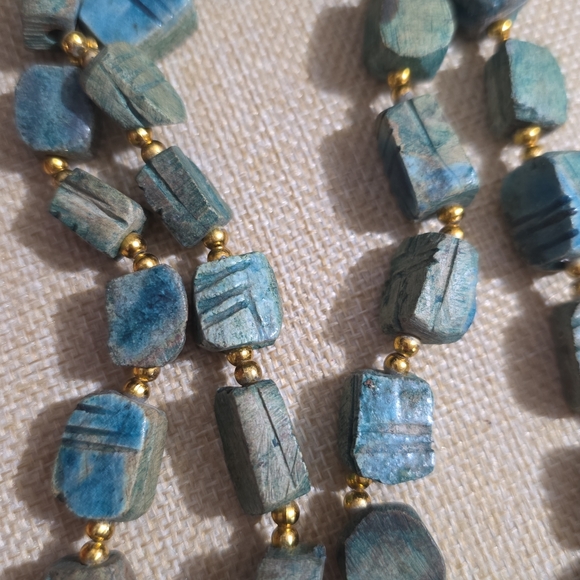 vintage Egyptian revival all stone scarab necklace 14 in - Picture 4 of 4